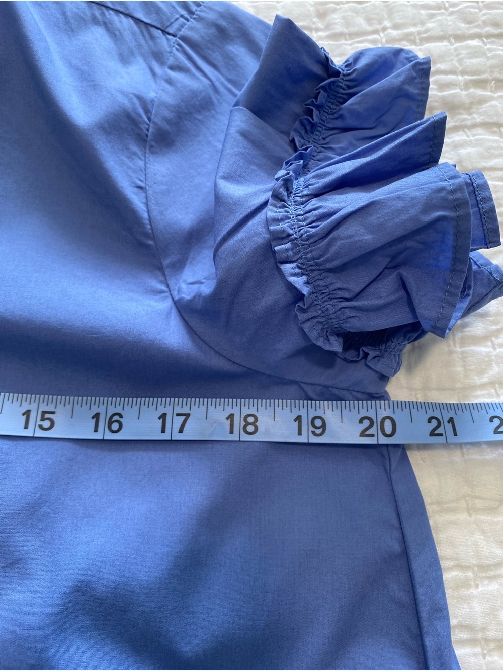 Quince Blue Ruffled Short-Sleeve Shirt Dress - Picture 3 of 8